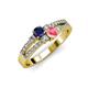 3 - Zaira Blue Sapphire and Pink Tourmaline with Side Diamonds Split Shank Ring 