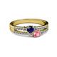 2 - Zaira Blue Sapphire and Pink Tourmaline with Side Diamonds Split Shank Ring 