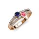 3 - Zaira Blue Sapphire and Pink Tourmaline with Side Diamonds Split Shank Ring 