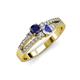 3 - Zaira Blue Sapphire and Tanzanite with Side Diamonds Split Shank Ring 