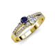 3 - Zaira Blue Sapphire and Diamond with Side Diamonds Split Shank Ring 