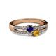 2 - Zaira Blue Sapphire and Citrine with Side Diamonds Split Shank Ring 