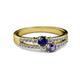 2 - Zaira Blue Sapphire and Iolite with Side Diamonds Split Shank Ring 