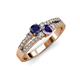 3 - Zaira Blue Sapphire and Iolite with Side Diamonds Split Shank Ring 