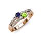 3 - Zaira Blue Sapphire and Peridot with Side Diamonds Split Shank Ring 