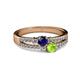 2 - Zaira Blue Sapphire and Peridot with Side Diamonds Split Shank Ring 