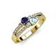 3 - Zaira Blue Sapphire and Aquamarine with Side Diamonds Split Shank Ring 