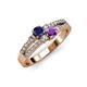 3 - Zaira Blue Sapphire and Amethyst with Side Diamonds Split Shank Ring 