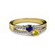 2 - Zaira Blue and Yellow Sapphire with Side Diamonds Split Shank Ring 