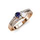 3 - Zaira Blue and White Sapphire with Side Diamonds Split Shank Ring 