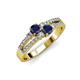 3 - Zaira Blue Sapphire with Side Diamonds Split Shank Ring 