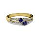 2 - Zaira Blue Sapphire with Side Diamonds Split Shank Ring 
