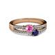 2 - Zaira Pink and Blue Sapphire with Side Diamonds Split Shank Ring 