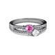 2 - Zaira Pink and White Sapphire with Side Diamonds Split Shank Ring 