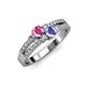 3 - Zaira Pink Sapphire and Tanzanite with Side Diamonds Split Shank Ring 