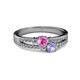 2 - Zaira Pink Sapphire and Tanzanite with Side Diamonds Split Shank Ring 