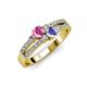 3 - Zaira Pink Sapphire and Tanzanite with Side Diamonds Split Shank Ring 