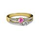 2 - Zaira Pink Sapphire and Diamond with Side Diamonds Split Shank Ring 