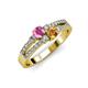 3 - Zaira Pink Sapphire and Citrine with Side Diamonds Split Shank Ring 
