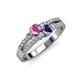 3 - Zaira Pink Sapphire and Iolite with Side Diamonds Split Shank Ring 
