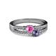 2 - Zaira Pink Sapphire and Iolite with Side Diamonds Split Shank Ring 