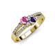 3 - Zaira Pink Sapphire and Iolite with Side Diamonds Split Shank Ring 