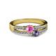 2 - Zaira Pink Sapphire and Iolite with Side Diamonds Split Shank Ring 