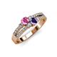 3 - Zaira Pink Sapphire and Iolite with Side Diamonds Split Shank Ring 