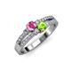 3 - Zaira Pink Sapphire and Peridot with Side Diamonds Split Shank Ring 