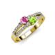 3 - Zaira Pink Sapphire and Peridot with Side Diamonds Split Shank Ring 