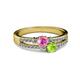 2 - Zaira Pink Sapphire and Peridot with Side Diamonds Split Shank Ring 