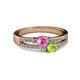 2 - Zaira Pink Sapphire and Peridot with Side Diamonds Split Shank Ring 