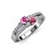 3 - Zaira Pink Sapphire and Rhodolite Garnet with Side Diamonds Split Shank Ring 
