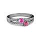 2 - Zaira Pink Sapphire and Rhodolite Garnet with Side Diamonds Split Shank Ring 