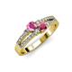 3 - Zaira Pink Sapphire and Rhodolite Garnet with Side Diamonds Split Shank Ring 