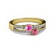 2 - Zaira Pink Sapphire and Rhodolite Garnet with Side Diamonds Split Shank Ring 