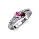 3 - Zaira Pink Sapphire and Red Garnet with Side Diamonds Split Shank Ring 