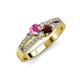 3 - Zaira Pink Sapphire and Red Garnet with Side Diamonds Split Shank Ring 