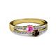 2 - Zaira Pink Sapphire and Red Garnet with Side Diamonds Split Shank Ring 