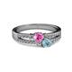 2 - Zaira Pink Sapphire and Aquamarine with Side Diamonds Split Shank Ring 
