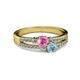 2 - Zaira Pink Sapphire and Aquamarine with Side Diamonds Split Shank Ring 