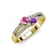 3 - Zaira Pink Sapphire and Amethyst with Side Diamonds Split Shank Ring 