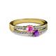 2 - Zaira Pink Sapphire and Amethyst with Side Diamonds Split Shank Ring 