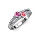 3 - Zaira Pink Sapphire and Pink Tourmaline with Side Diamonds Split Shank Ring 