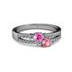 2 - Zaira Pink Sapphire and Pink Tourmaline with Side Diamonds Split Shank Ring 