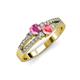 3 - Zaira Pink Sapphire and Pink Tourmaline with Side Diamonds Split Shank Ring 