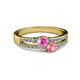 2 - Zaira Pink Sapphire and Pink Tourmaline with Side Diamonds Split Shank Ring 