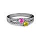 2 - Zaira Pink and Yellow Sapphire with Side Diamonds Split Shank Ring 