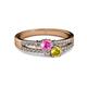 2 - Zaira Pink and Yellow Sapphire with Side Diamonds Split Shank Ring 