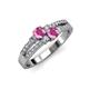 3 - Zaira Pink Sapphire with Side Diamonds Split Shank Ring 